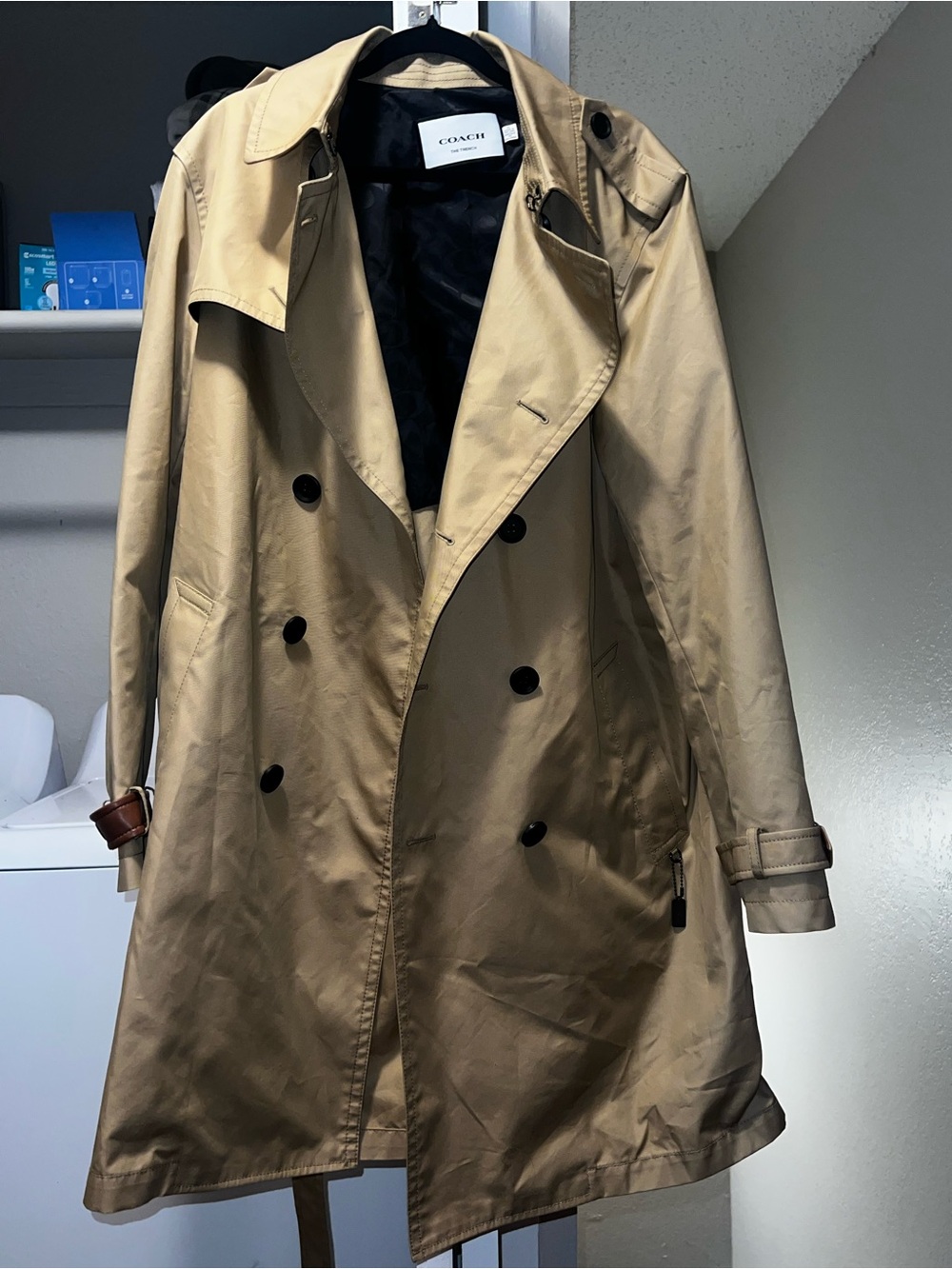 Coach Khaki Double-Breasted Trench Coat